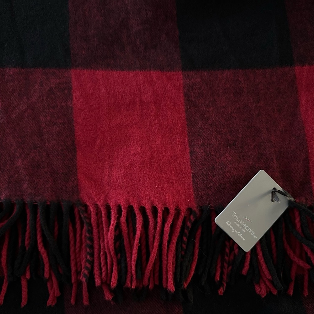 Tessilechiti Throw Blanket Buffalo Plaid Farm New With Tag 51” x 67” ITALY - Picture 2 of 5